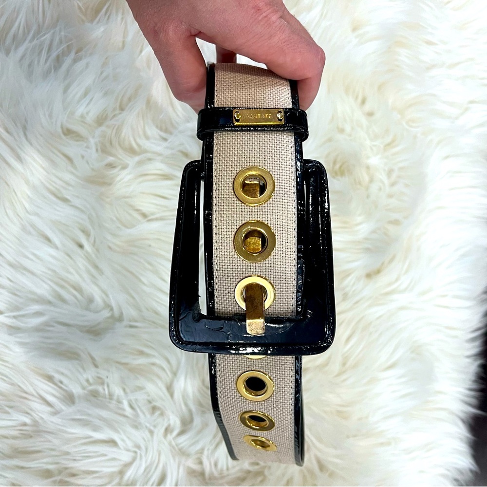Seventy Belt - Beige/Black with Gold Hardware - size 6 - Excellent Condition